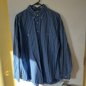 L.L. Bean Men’s Blue Striped Button-Down Shirt